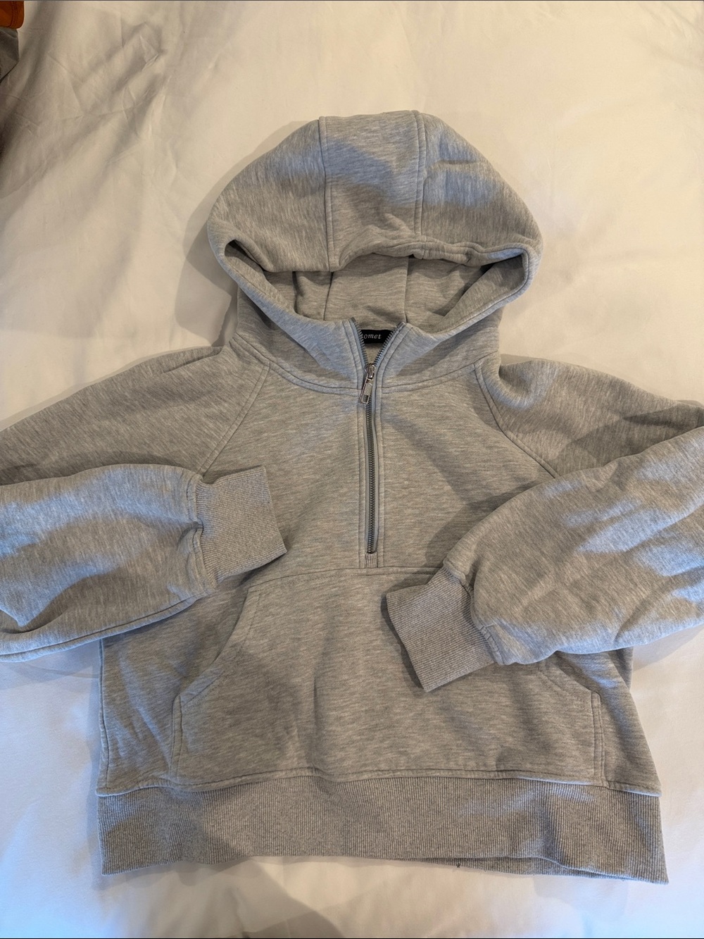 Light Gray Half-Zip Hooded Sweatshirt - Unbranded